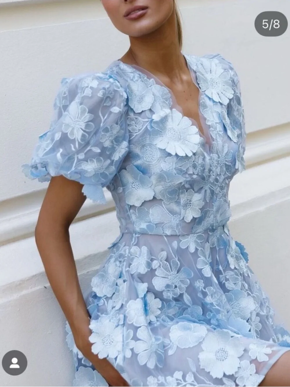 Elliatt Dress Selene Mini Fit & Flare 3D Floral in Light Blue Elliatt Dress Selene Mini Fit & Flare 3D Floral in Light Blue
